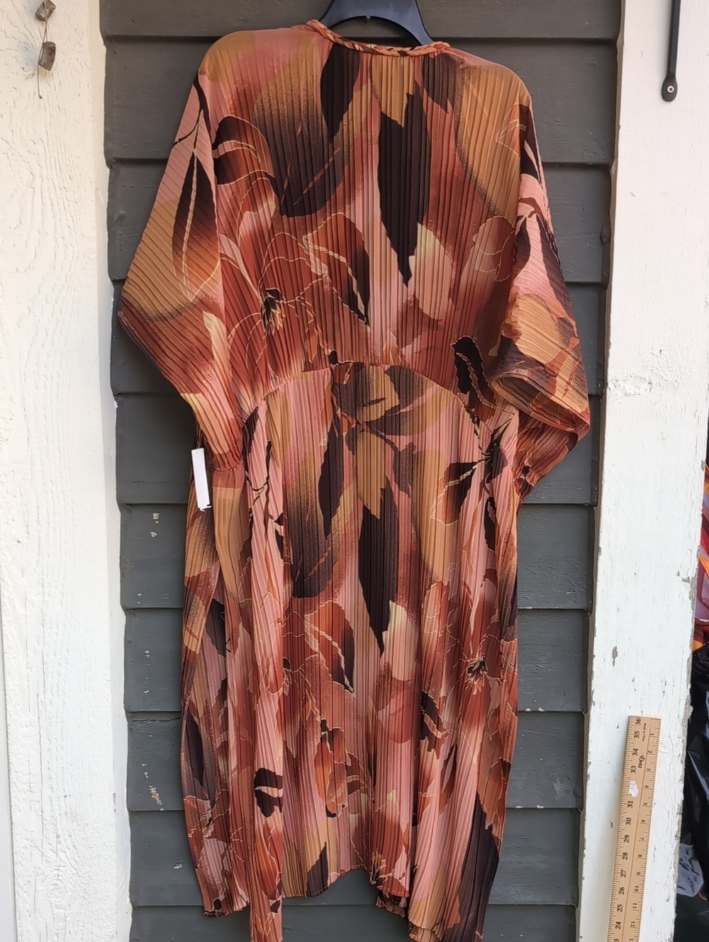 Dr 2 Pleated Floral Kimono Duster in Rust and Blush Free Size New With Tags - Picture 12 of 16